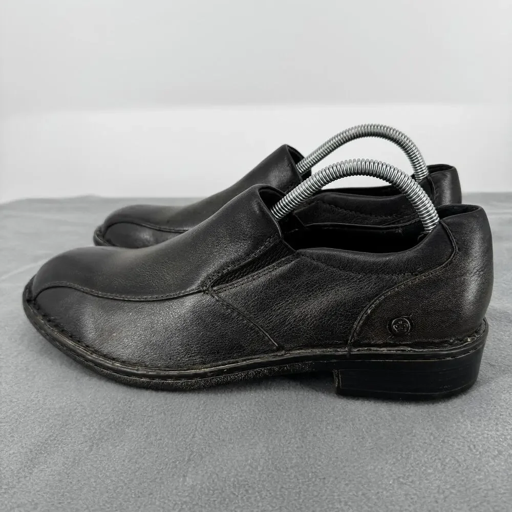 Born Omaha Distressed‎ Black Brown Leather Slip On Loafers Men 8.5 Casual